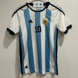 Argentina 2023 Home Soccer Jersey MESSI #10 Adidas World Cup Youth sz 16